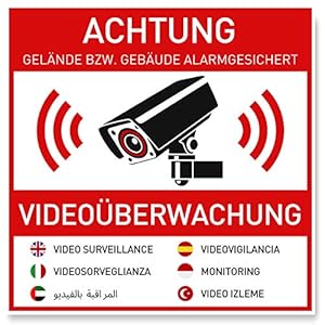 Gentle North 247415 Videoüberwachung Sicherheitsschild 7er Set