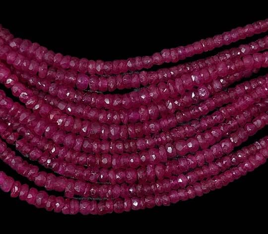 Miniatura 3 de Krishiv Exports - Cuentas facetadas de rubí natural raras/Cuentas facetadas de rubí/Rubí facetado Rondelle/Rubí Piedra preciosa/Rubí/16 "Strand/2.5