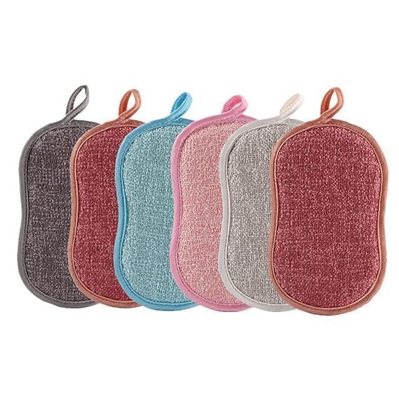 ROSLIE Multi-Purpose Microfiber Scrub Sponge Pads (4 Pack) – Non-Scratch Reusable Cleaning Scrubbers for Kitchen, Dishes, Bathroom, and Household Steel Wool Alternative [Multicolor]-picture-12