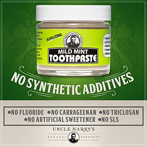 Uncle Harry's Mild Mint Remineralizing Toothpaste | Natural Whitening Toothpaste Freshens Breath & Promotes Enamel | Vegan Fluoride Free Toothpaste #TOP6