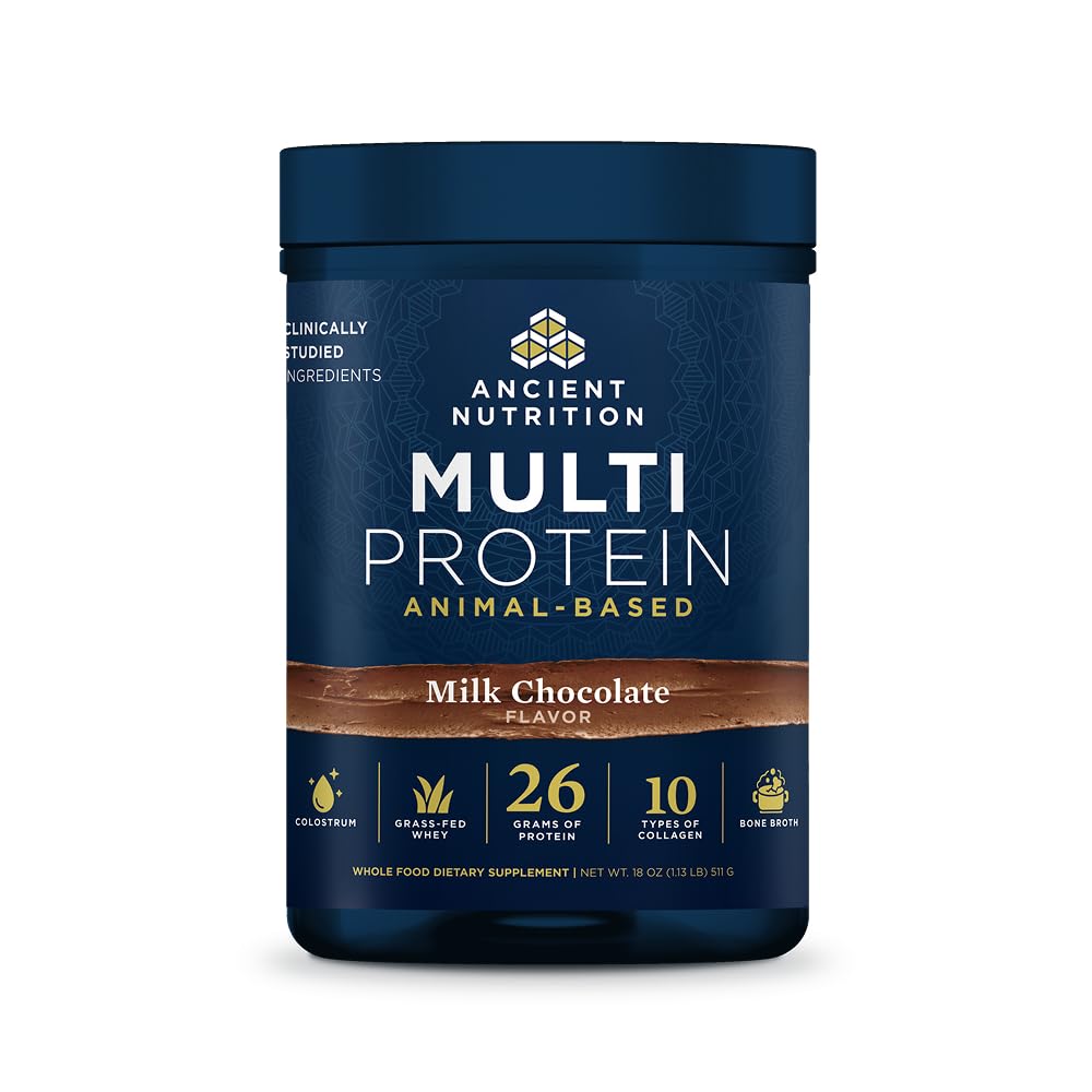 Ancient Nutrition Grass Fed Multi Protein, Bone Broth, Whey, Milk Chocolate
