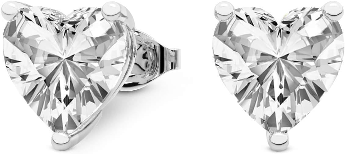 The Diamond Deal IGI Certified 1.00 to 5.00 Carat Heart Shape Lab-Grown Diamond 3-Prong Stud Earrings in 14k Yellow, White or Rose Gold With Push Back Closure - Image 2