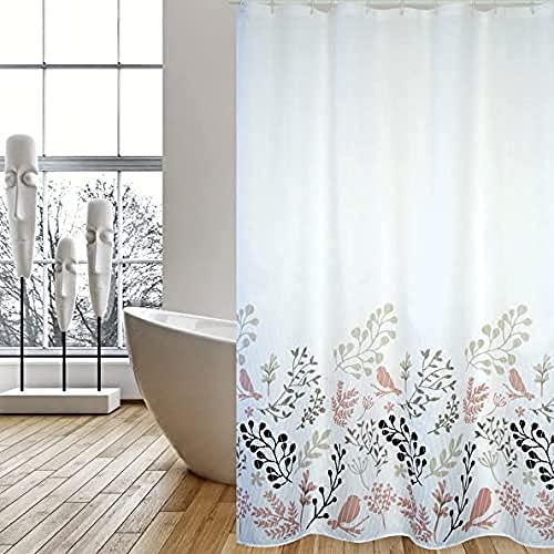 MSV Shower Curtain Premium Birds of Polyester 180x200cm in Beige, 180 x 200 cm