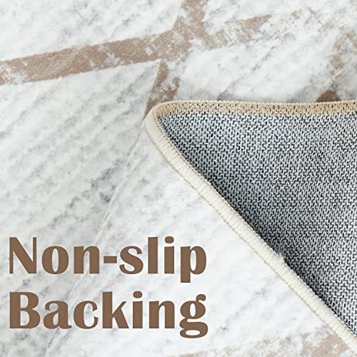 Jinchan Runner Rug 3X8 Hallway Taupe Modern Rug Kitchen Soft Rug Indoor Mat Geometric Print Floor Cover Thin Carpet Non Slip For Bathroom Bedroom Dining Room Living Room Office #TOP2