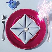 TABLECLOTHSFACTORY 6 pcs 13" Hot Pink Beaded Round Charger Plates for Tabletop Decor Holiday Wedding Catering Event Decoration