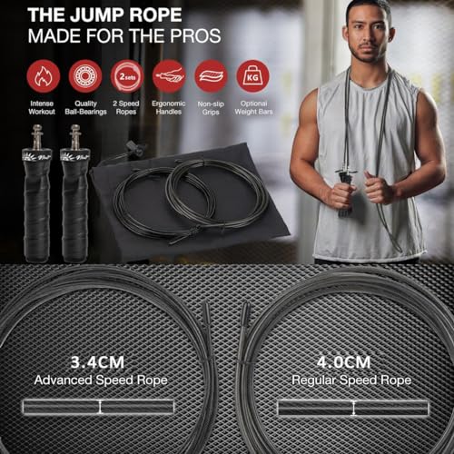 Corda de Pular Speed Rope Profissional com 2 cabos aço