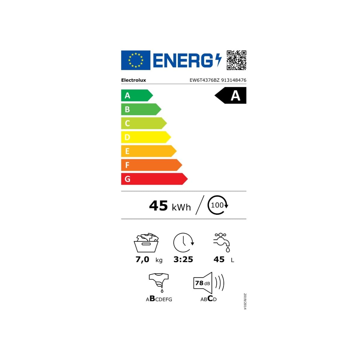 Lave-linge Top 7kg 1200 Tours/min - EW6T4376BZ