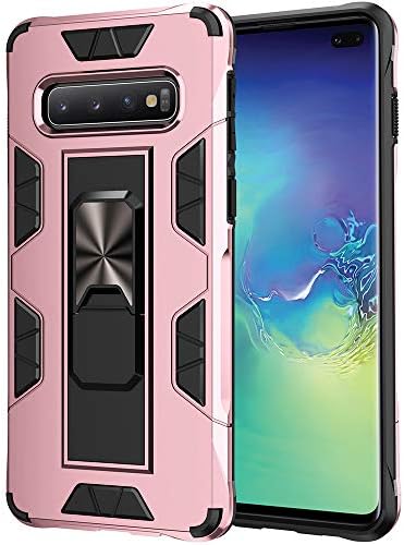 Samsung Galaxy S10 Case Military Grade Shockproof with Kickstand Stand Built-in Magnetic Car Mount Armor Heavy Duty Protective Case for Samsung Galaxy S10 Phone Case (Rose Gold)