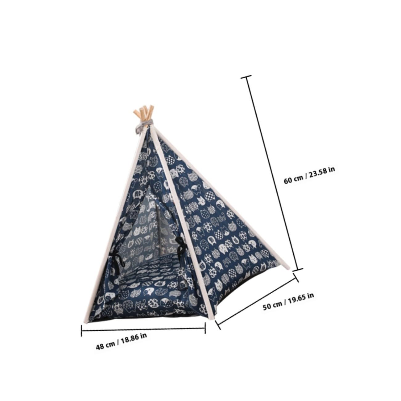 INOOMP Tente Portable Facile à Nettoyer pour Animaux de Compagnie Confortable en Lin et Bois, Tente Lavable pour Chien à L'intérieur à L'extérieur