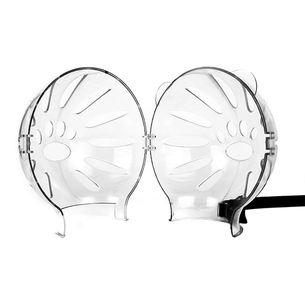 Casque à bulles respirant Cat avec couvre-pattes en silicone, capuche réglable en plastique pour chat rose, coupe des ongles pour le bain et le rasage
