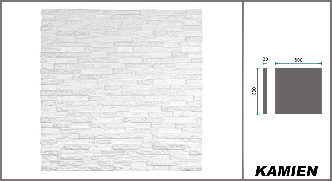 Panel de austeridad en 3D de poliestireno, 60 x 60 cm, Stone – blanco, 12.96 metros cuadrados