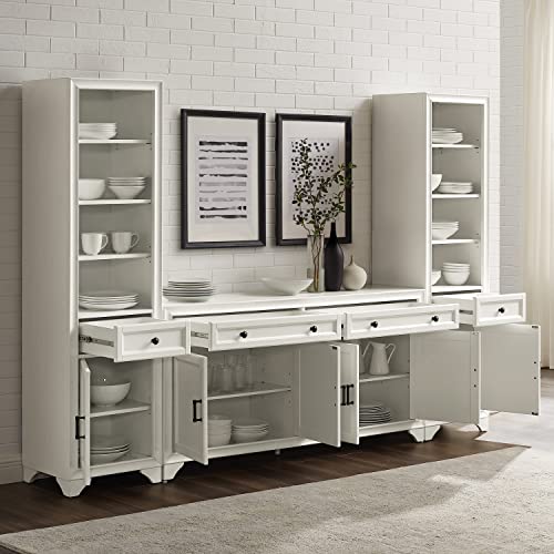 Crosley Furniture Tara 3-Piece Sideboard And Bookcase Set, Distressed White #TOP7