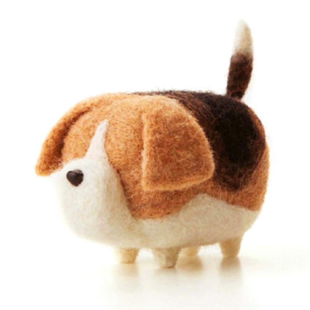 Artec360 None Face Dogs Needle Felting Kits 1.6"x3.2" - Needles, Finger Guards, Foam Mat, Handbook for Felting Kits Beginner (G)