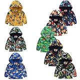 Regenjacke Baby Mädchen Junge Wasserdichte Winddicht Softshelljacke Dinosaurier Tarnung Tier Aufdruck Übergangsjacke Reißverschluss Leichte Kapuzenjacke (Green-2, 3-4 Years)