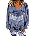 Produktbild LIVE Life Rock RULL Letter Druck Langarm T Shirts College Teens Sportwear Eule Print Loose Sweatshirt Damen V-Ausschnitt Einfarbig Basic Pullover Oberteil Trend Streetwear Tops