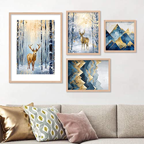 Image of kotart Aesthetic Modern Wall Decor Paintings with Frame for Home Decoration - Painting for Living Room Bedroom - Painting for Wall Decoration (14 x 18 inch) Set of 4 (Classic Wall Painting, 15)