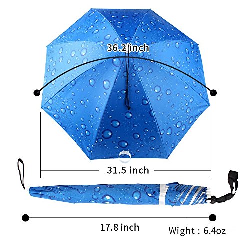 Jangannsa Fishing Umbrella Hat Folding Sun Rain Cap Adjustable Multifunction Outdoor Headwear (Blue) #TOP5