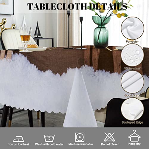 Swono Moose Tablecloths Snow Wooden Deer Moose Christmas Reindeer Kitchen Dinning Tabletop Decoration, Polyester Table Cover For Indoor Outdoor 50X72 Inch Tablecloth #TOP3