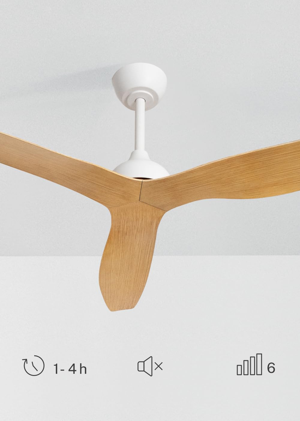 CREATE / WIND BALANCE/Ventilateur de plafond blanc bois naturel avec télécommande / 40W, Silencieux, Ø132 cm, 6 vitesses, programmable, fonction été-hiver