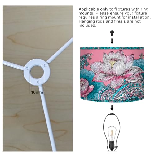 Image of Nuxovilar Lamp Shades Set of 2, 13 inch Top x 13 inch Bottom x 10 inch High (Spider) | Table lamp shades artistic lotus pattern bedroom meditation room covers light decor (Lotus)