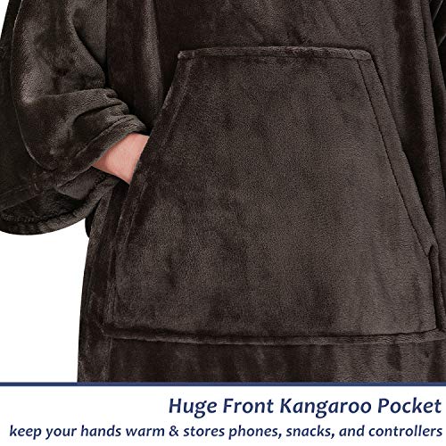 Wearable Blanket With Sleeves For Adult Women Men, Extra Soft Warm Cozy Micro Plush Lightweight Fleece Snuggy Body Blanket, Tv Wrap Throw Blanket Robe With Pocket For Lounge Sofa Home Office, Brown #TOP1