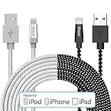 Apple Lightning Cord, iDaye [Apple cable MFi Certified]Nylon Braided Cable for iPhone 5 /5 c / 6 / 6 +/ 6 s, iPod 7, iPad mini, iPad Air / Air 2. (Silvery&Black 3 m/10 ft)