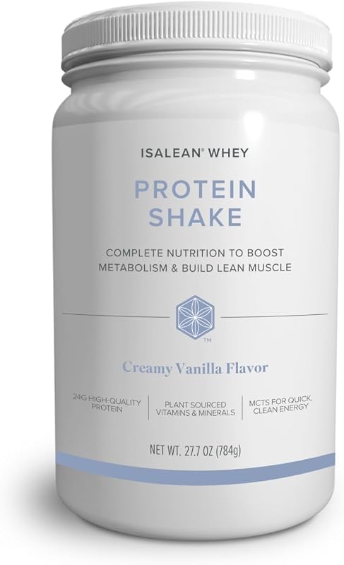 Isagenix IsaLean, 24g Protein Shake, Creamy Vanilla, 27.7 oz | Meal Replacement Protein Shake, Supports Lean Muscle, Keeps You Full for Longer, Formulated with MCT Oil and Vitamins