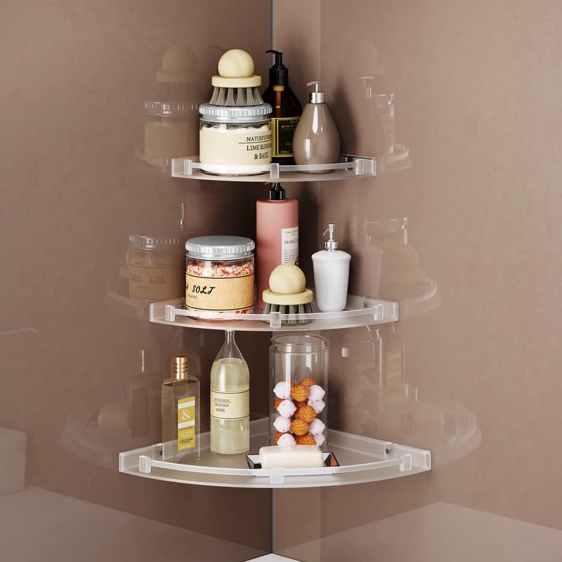 GLOXY Unbreakable Multipurpose Transparent ABS Acrylic Bathroom Corner Organizer Wall Shelf for Bathroom & Living Room (3 Pieces Set, Size:- 7 inch, 9 Inch, 11 Inch) (B0CW5W79X7) Amazon Price History, Amazon Price Tracker