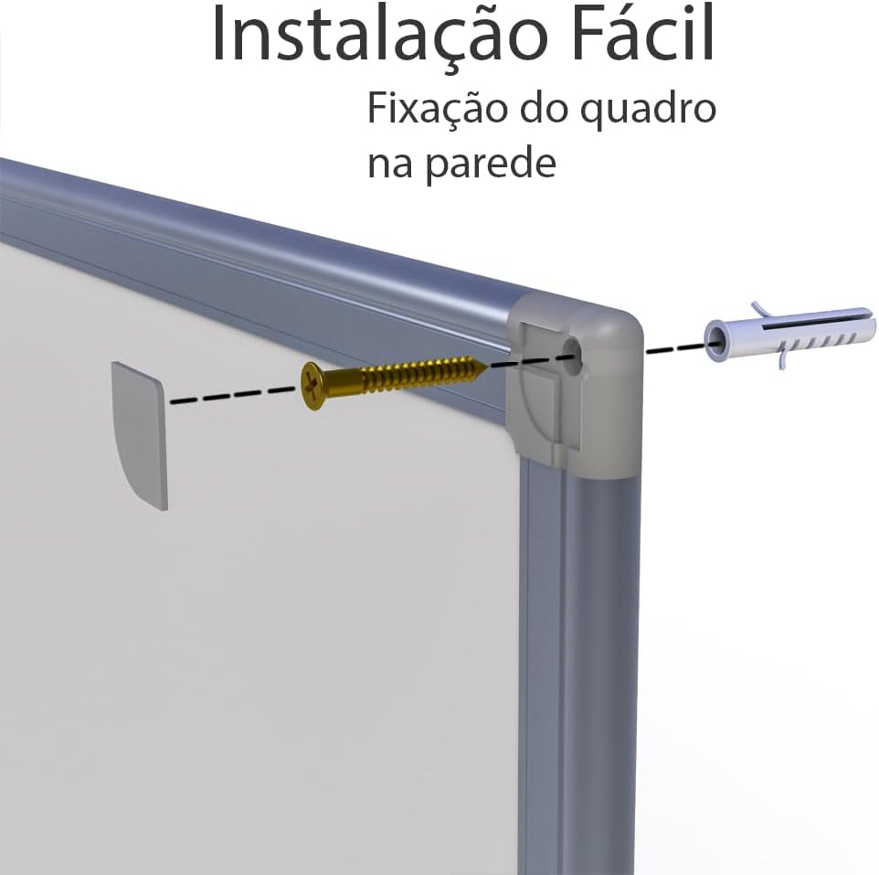 Quadro Branco Aço Magnético Moldura Alumínio A STALO, 40x30