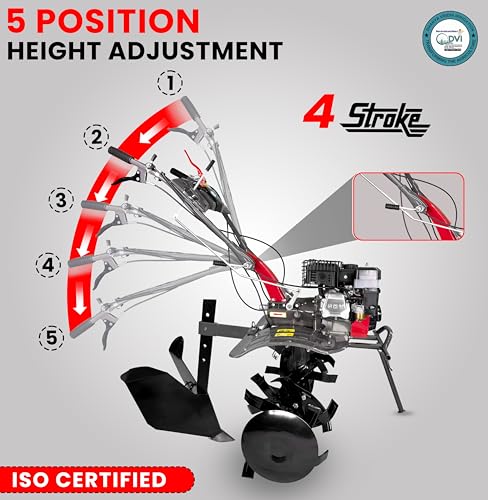 Image of DVI 7HP 4 Stroke Power Weeder with AIR Cooled Petrol Engine Suitable for Farm & Agriculture | Used for Weeding in All Types of Crops with High Carbon Metal Blades. (with Plough Attachment)