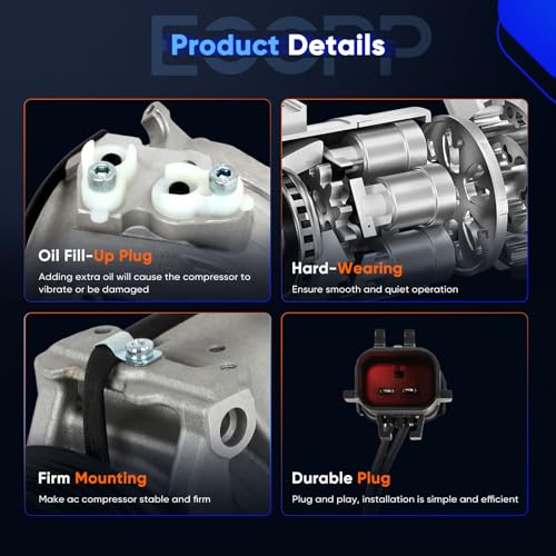 Image of AC Compressor for Chrysler 300 for Dodge Charger Challenger 3.5L 2007-2010 | for Chrysler Pacifica V6 4.0L 2007-2008 Fast Cooling A /C Compressor with Clutch