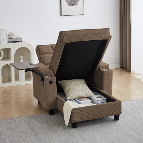 Eafurn 6-Position Adjustable Convertible Chaise Lounge Sleeper Chair with Storage,