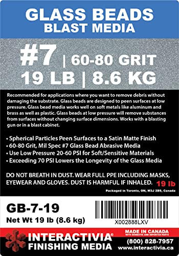 #7 Glass Beads - 19 Lb Or 8.6 Kg - Blasting Abrasive Media (Fine) 60-80 Mesh Or Grit - Spec No 7 For Blast Cabinets Or Sand Blasting Guns - Small Beads For Cleaning And Finishing #TOP5