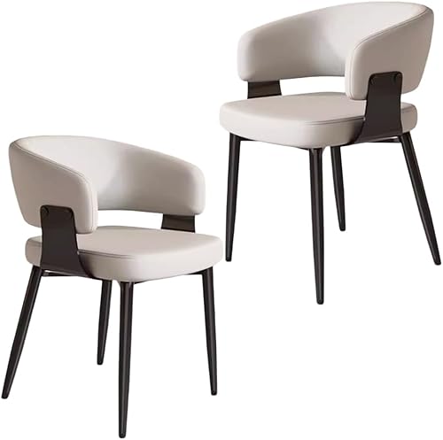 Miniatura 15 de YVYKFZD Juego de sillas de comedor, silla de comedor con patas de metal y respaldo curvo, sillas de cocina tapizadas de cuero, reposabrazos, silla