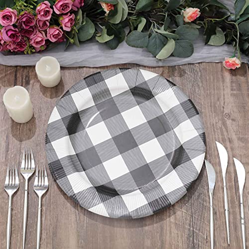 10 platos desechables redondos 13 pulg negro y blanco miniatura 4