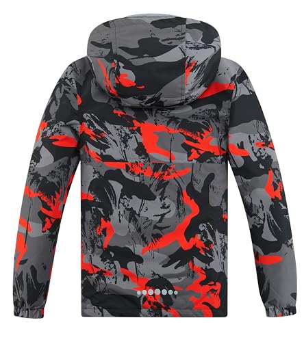 Image of Boys Girls Rain Jackets Waterproof Hooded Fleece Raincoats Lightweight Windbreakers for Kids