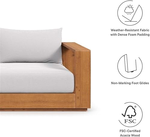 Miniatura 6 de Pemberly Row Sofá de madera de acacia para patio al aire libre en gris claro natural