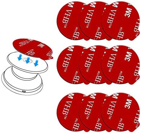 pop-tech 9 Pack Sticky Adhesive Replacement for Socket Mount Base, VHB 3M Sticker Pads for Phone Collapsible Grip & Stand Back - 9pcs 35mm Double Sided Tapes & 4pcs Alcohol Prep Pads