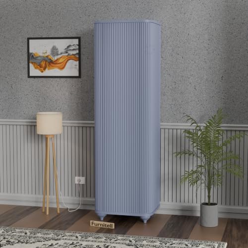 Image of HDHMR Wooden Wardrobe Almirah for Bedroom, 72 Inch | 1 Door Tall Storage Cabinet with 6 Shelves | Fluted Push-to-Open Cupboard | Closet Organizer for Clothes, Books & Home Essentials | Grey Finish