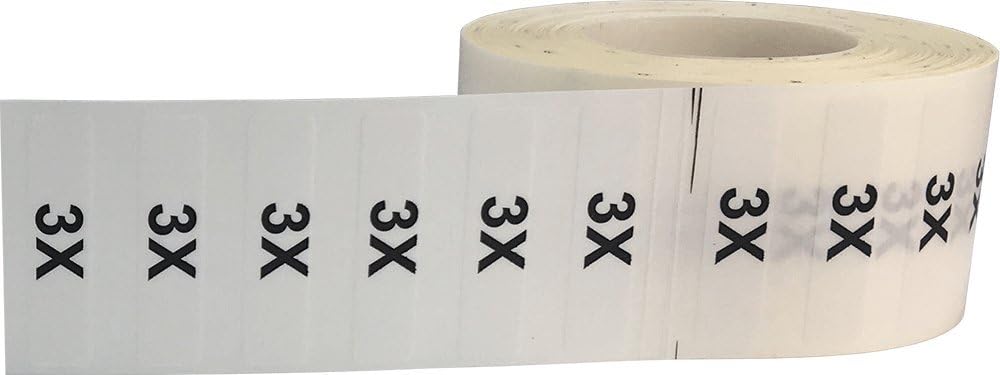 InStockLabels 3X Clothing Size Stickers, 1.25 x 5 Inch, 125 Labels image 2