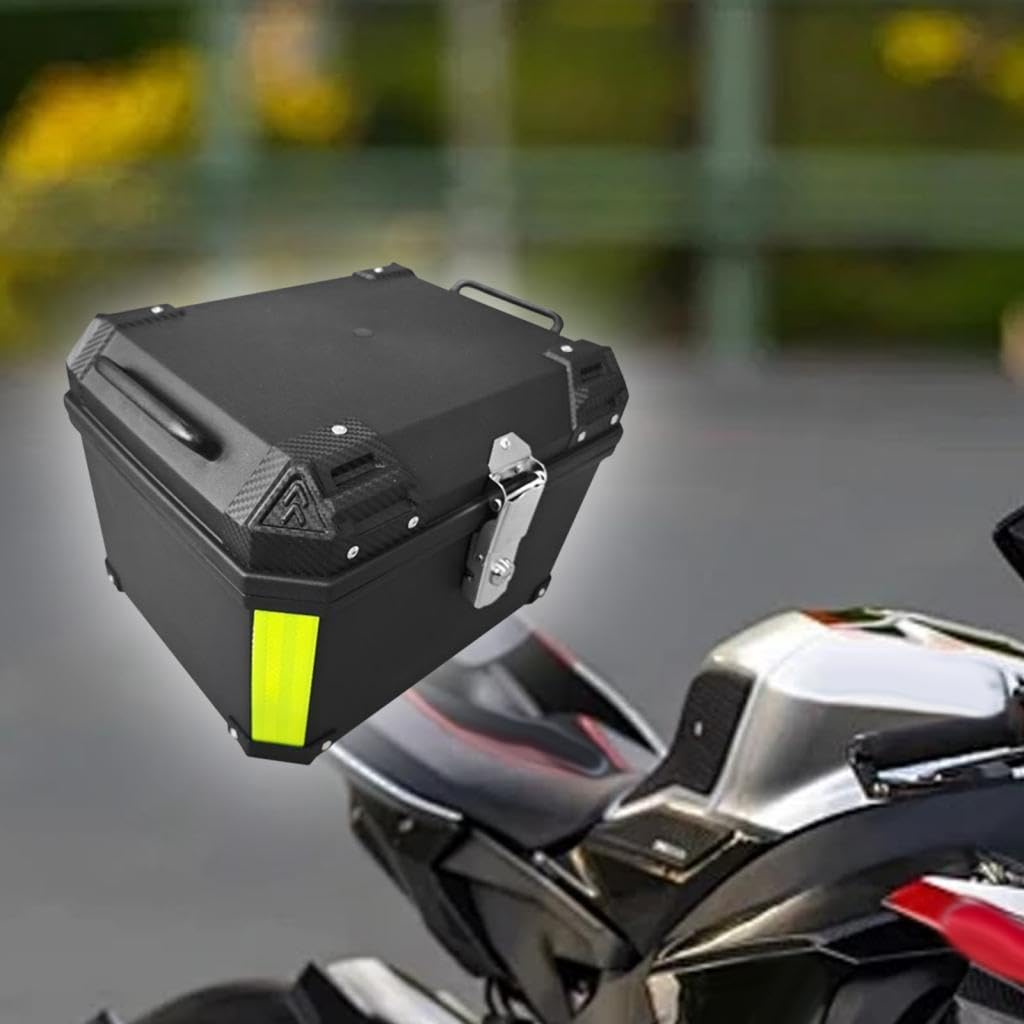 Baúl trasero para motocicleta, antipérdida, impermeable, de gran capacidad, para accesorios de conducción, con suficiente espacio para diversos artículos. La base, Negro 45L