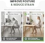 Riser de support de moniteur métallique avec trous de dissipation de chaleur, 2-Tier Support d'organisateur de bureau avec tiroir & Supports de stylo pour ordinateur portable, iMac, PC (Noir)