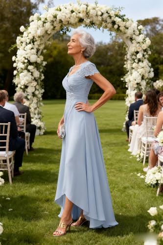 SEIM Cap Sleeve Lace Applique Mother of Bride Dresses for Women Long A Line Pleated Formal Evening Gown4