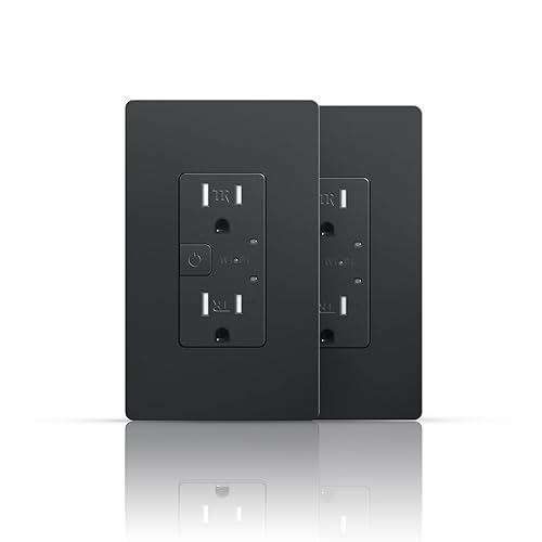 TOPELER Paquete de 2 tomacorrientes inteligentes de pared, enchufe WiFi de 15 amperios, control remoto por teléfono inteligente, compatible con