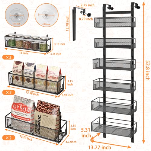 Emmalee Over The Door Pantry Organizer, 6-Tier Hanging Spice Rack With Adjustable Hooks Detachable Frame, Space Saving Multifunctional Door Organizer For Kitchen, Storage Room, Bathroom, Bedroom #TOP3
