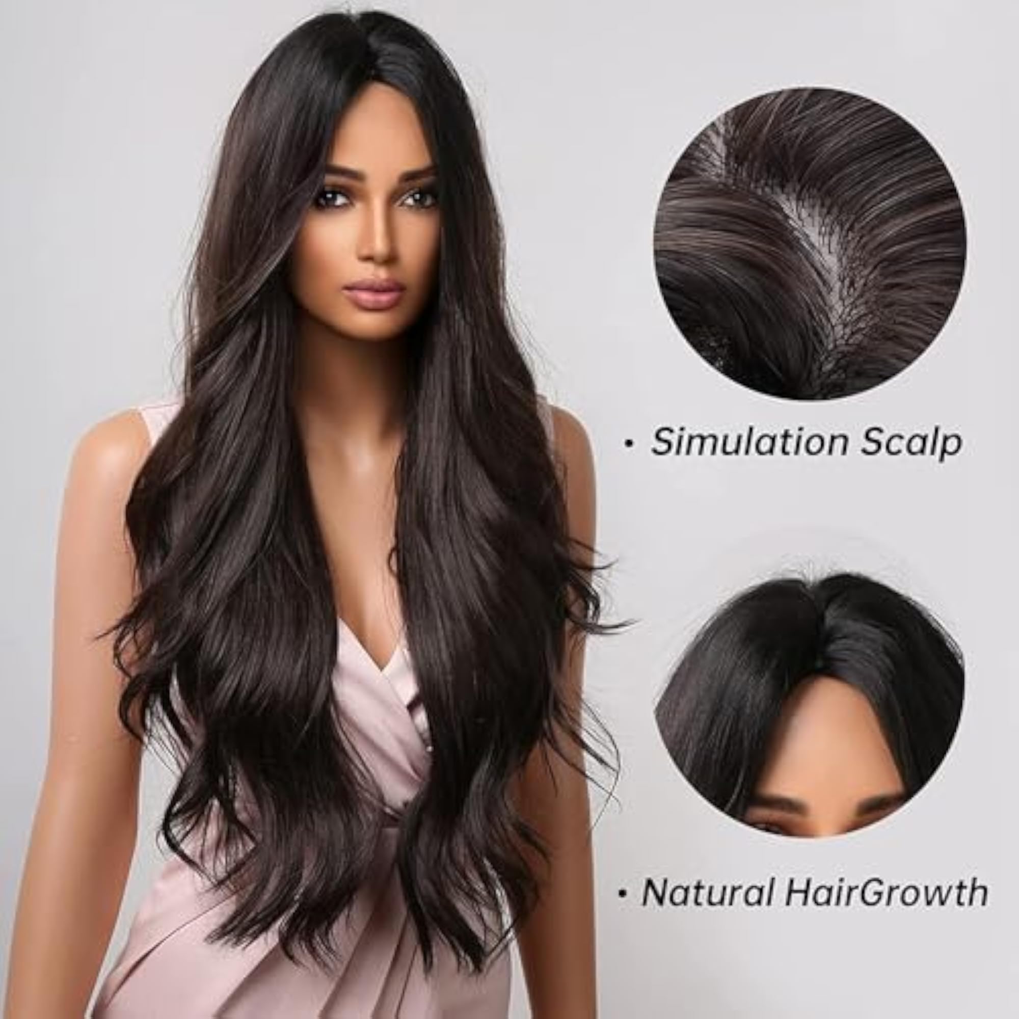 Women's 24 Inch Long Synthetic Wig, Natural Looking