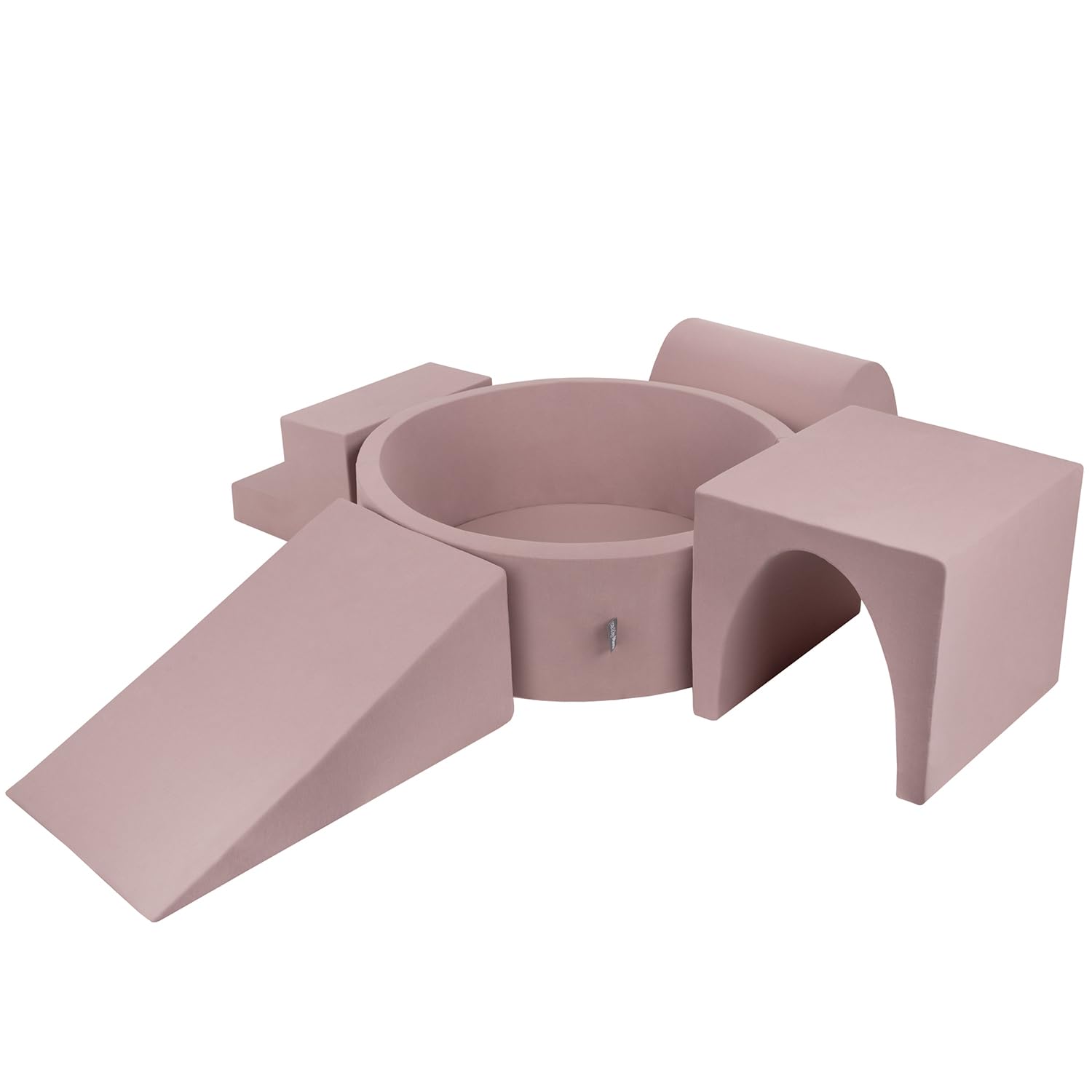 KiddyMoon Parque Infantil De Espuma con Rodondo Piscina De Bolas Piscina (300 Bolas) + Version 3 para Niños, Brecina: Beige Pastel/Rosa Claro/Perla