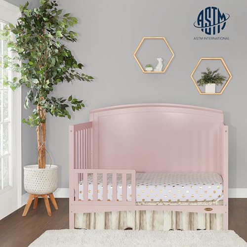 Image of Dream On Me Toddler Guard Rail for Convertible Crib, Solid Wood Bed Rail for Toddler Bed Conversion, Blush Pink