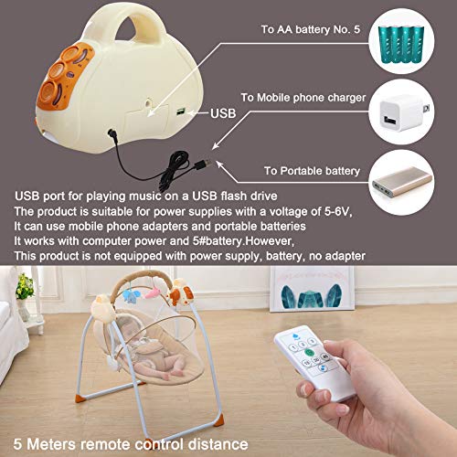 CBBAY Baby Electric Cradle Bassinet Bed Newborn Crib Rocking Sleeping (Yellow) - Thumbnail 5