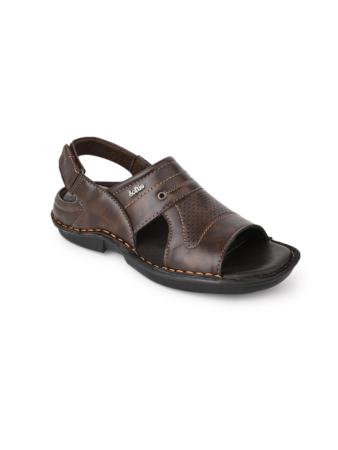 SOFTIO Mens Brown Synthetic Leather Sandals Casual Comfortable, Stylish Brown-8 (B0CKVMHNHM) Amazon Price History, Amazon Price Tracker